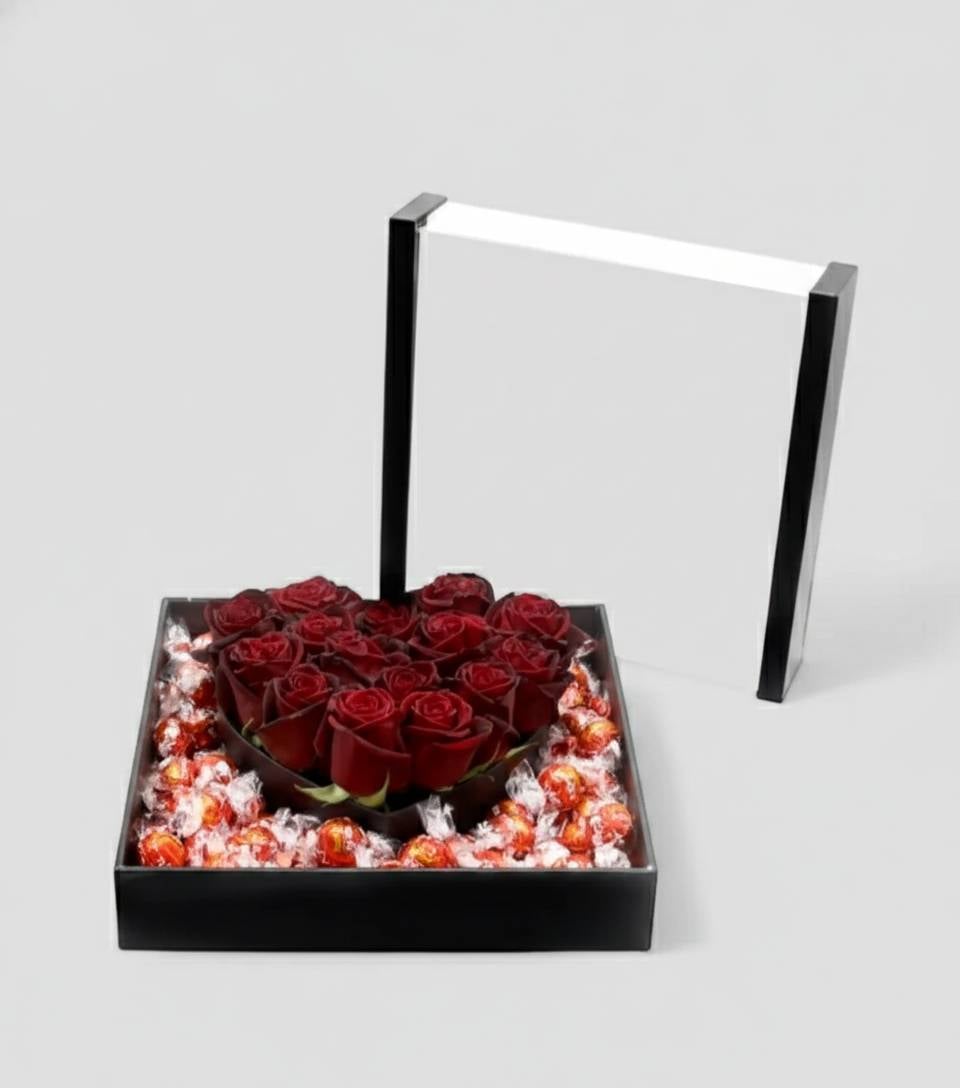 Lindt Roses Luxe Acrylic Heart Gift Box