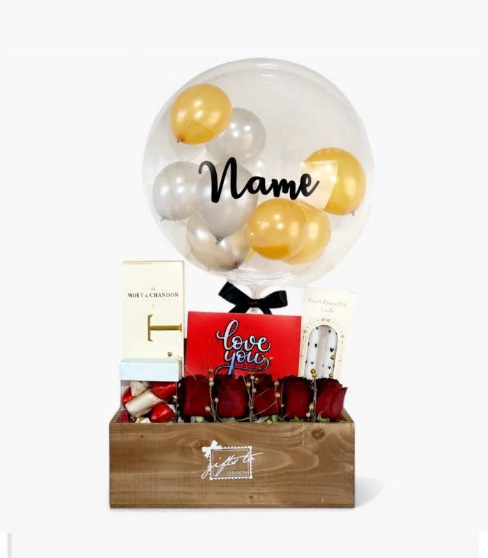 Golden Glow Celebration: Roses and Champagne Gift Basket