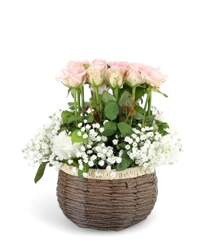 Blush Elegance Flower Basket