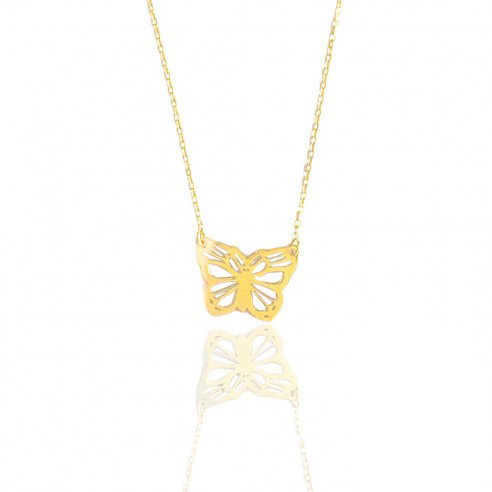 18K Gold Butterfly Pendant