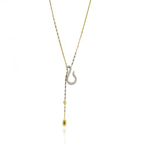 18K Gold Zircon And Tear Pendant