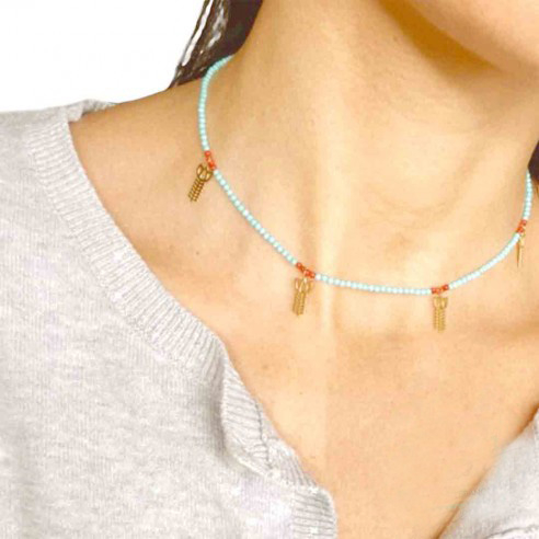 18K Gold Dream Flower Shaffeh Beads Necklace