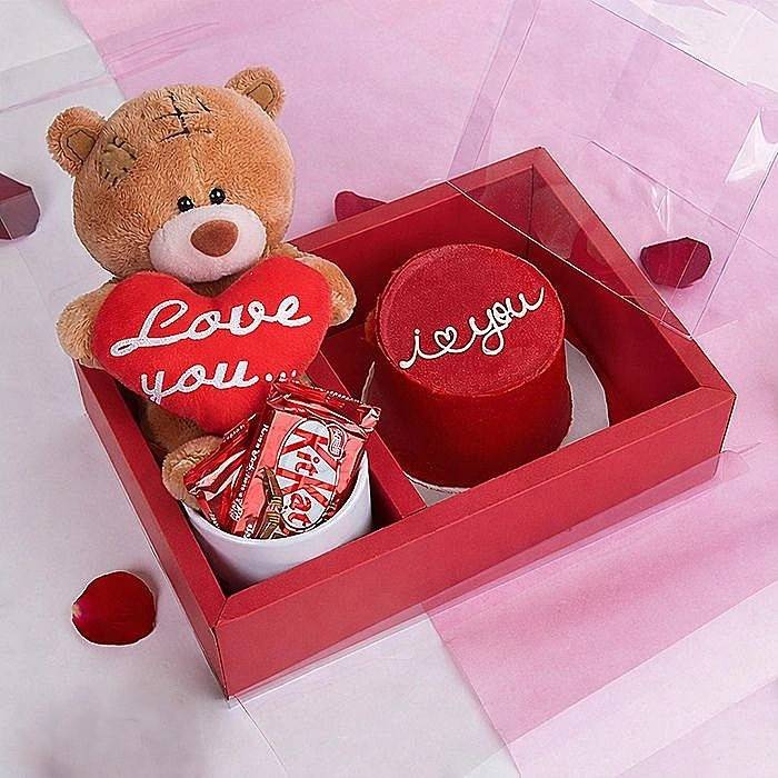 To My Better Half Kapruka Bento Cake , Kitkat Chocolates , Mug With Cuddly Teddy Combo