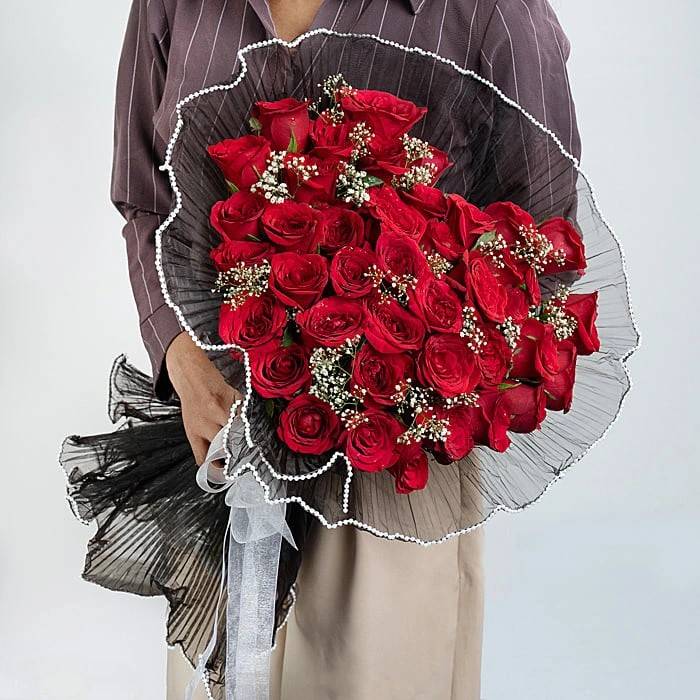 Heart Of 50 Flames Bouquet With 50 Red Roses