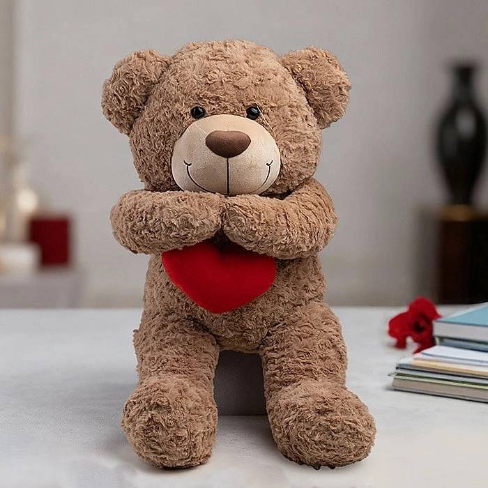 Giant Teddy Bear Holding Heart - 25 Inches