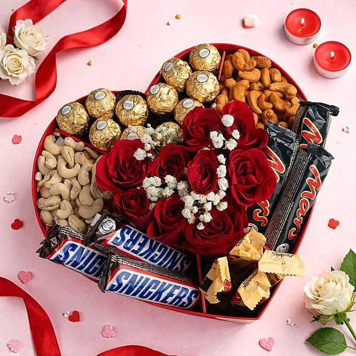 Heart Of Indulgence Chocolate Nut Gift Box