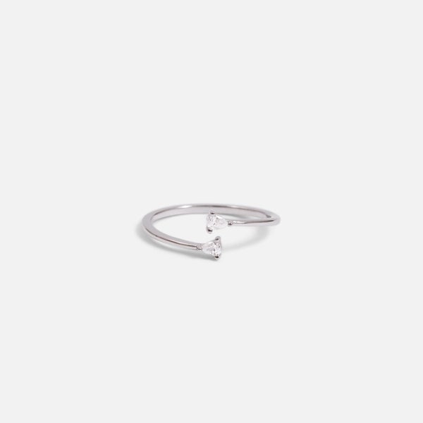 Sterling silver twisted ring with cubic zirconia inserts