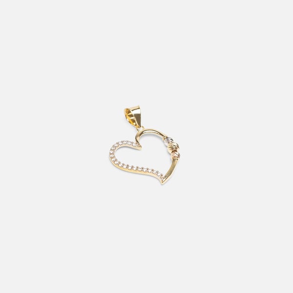 10k yellow gold heart charm with stones details