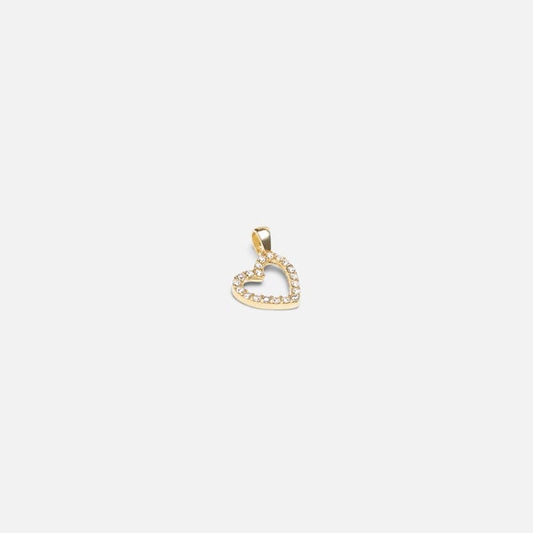 10k yellow gold small golden heart charm with silvered stones