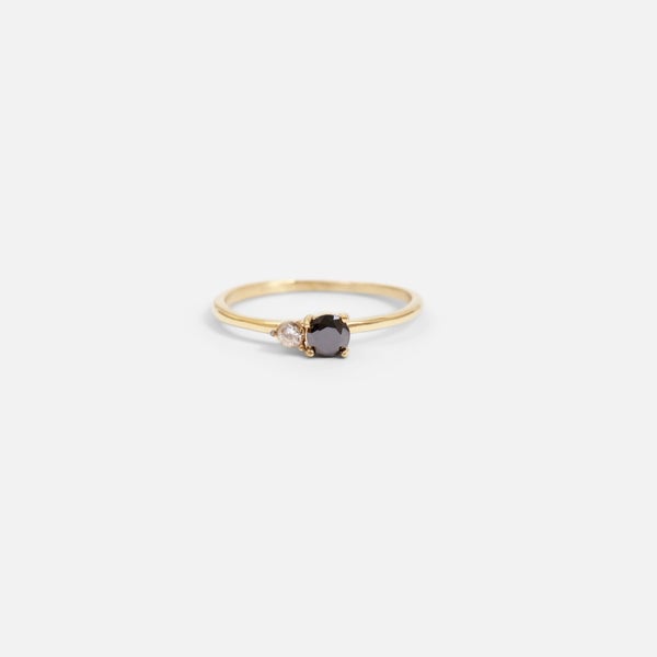 Stainless steel gold ring and cubic zirconia