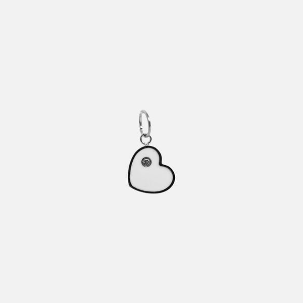 Silvered epoxy heart charm in stainless steel