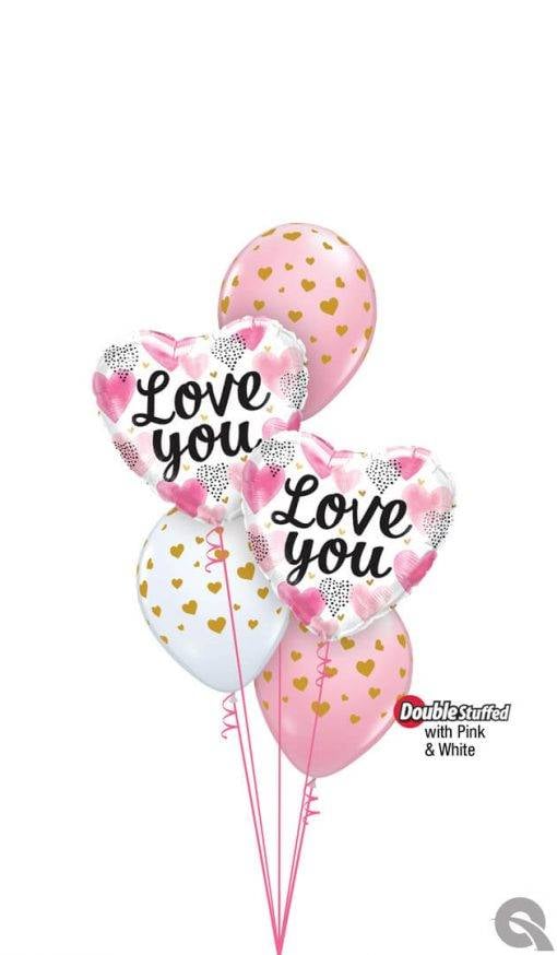 Bouquet 1649 Be My Love Now and Always Qualatex #20988-2 79949-3 85706-3 43802-1 43766-2