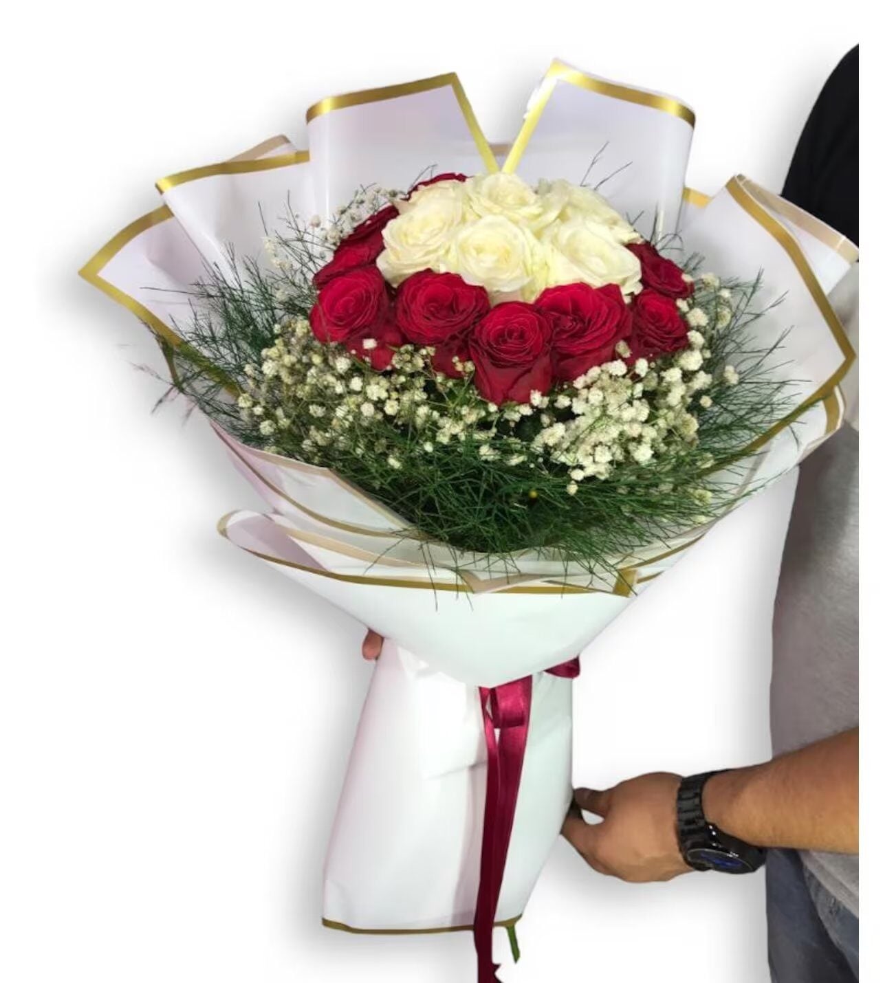 Red and White Lovely Design Rose Bouquet
