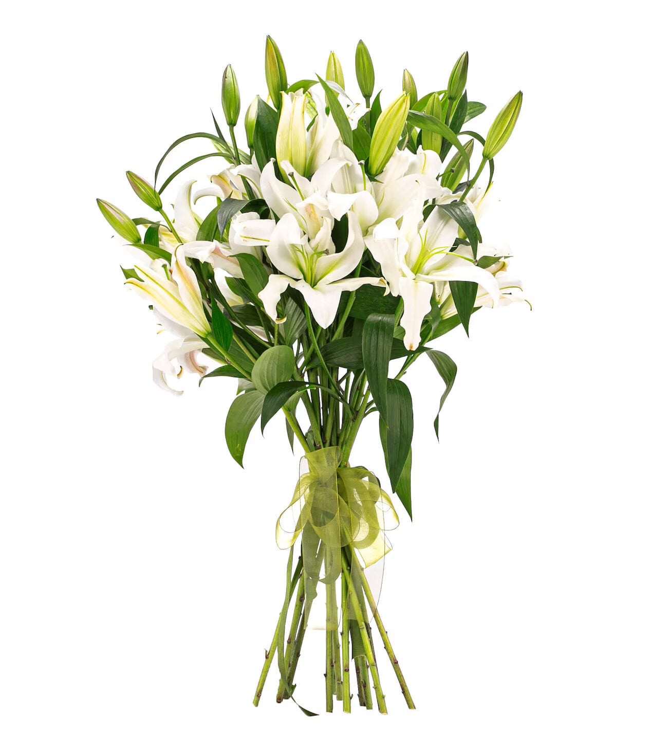 Bouquet of 10 Branches of White Lilies, the Symbol of Purity