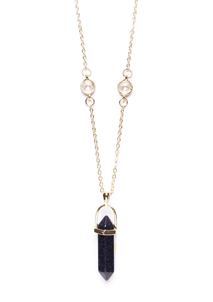 Glowing Galaxy Black Gemstone Pendant Prism Necklace in Gold