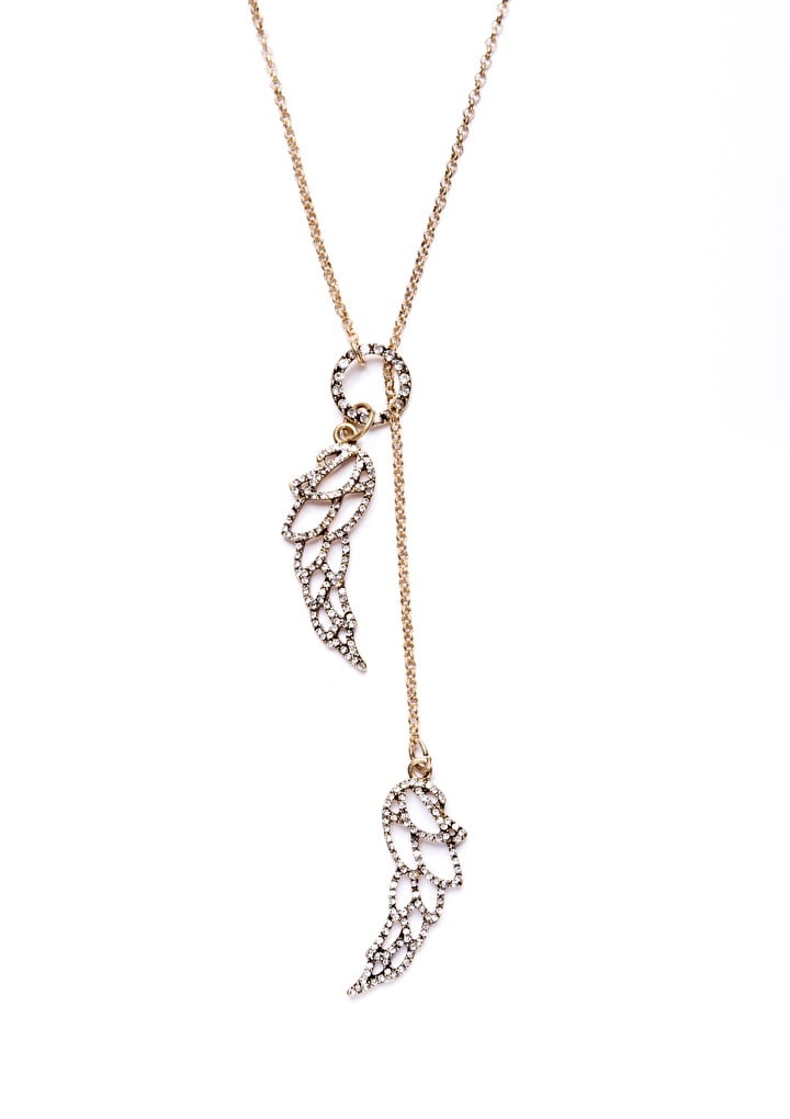 Crystal Wings Y Necklace in Gold