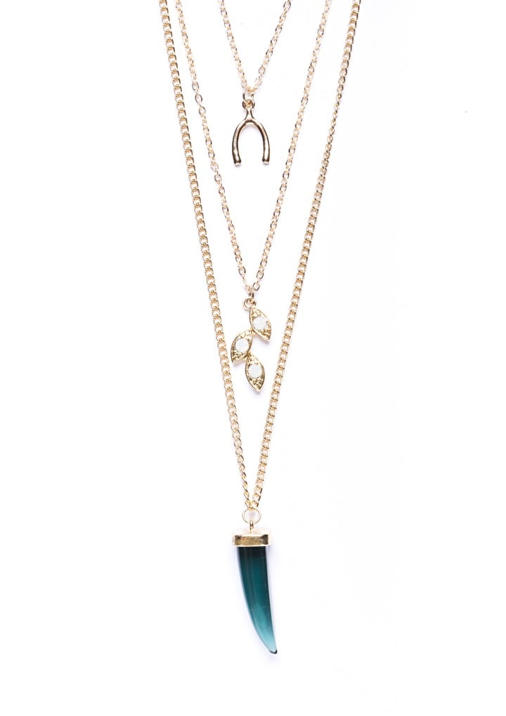 Make A Wish Horseshoe Charm Layered Gold Necklace