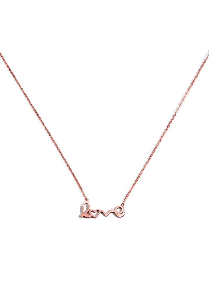 Scripted Love Statement Delicate Necklace In Rose Gold