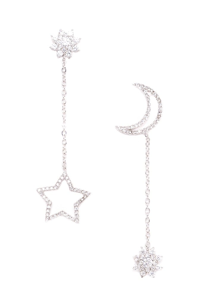 Star and Moon Asymmetrical Earrings