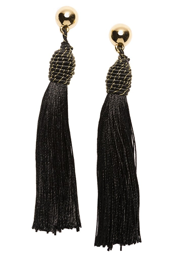 Long Black Tassel Earrings