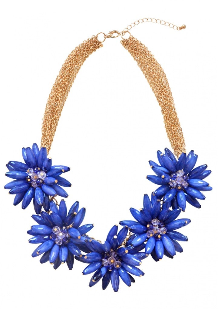 Flower Love Statement Necklace In Navy
