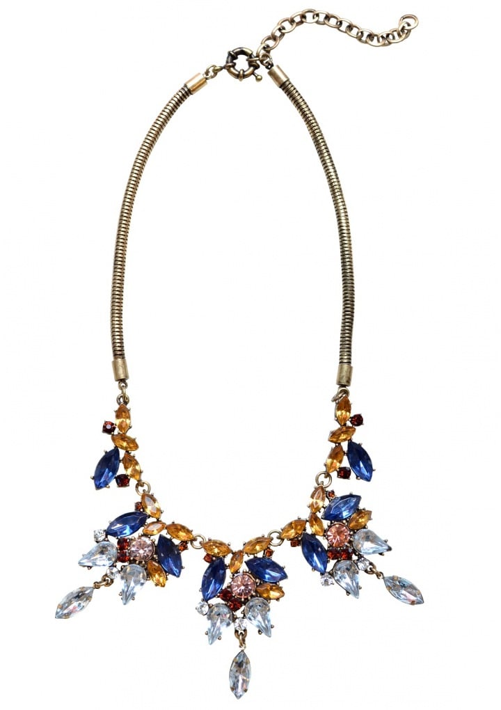 Glitter Statement Necklace In Navy