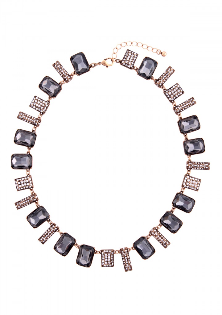 Grey Glitter Statement Necklace
