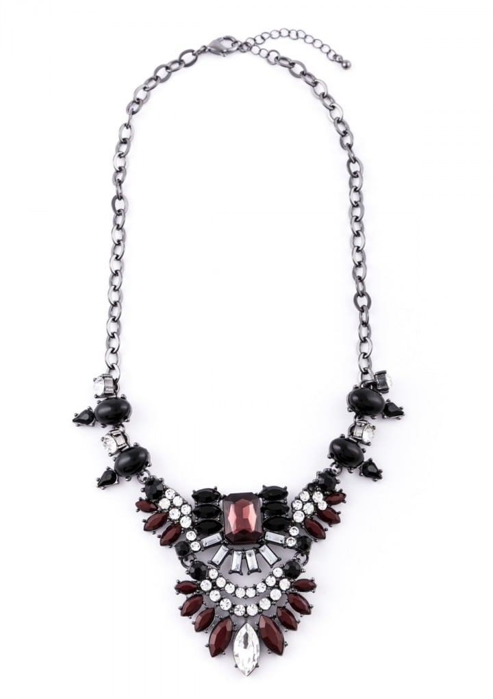 Fancy Party Statement Necklace In Burgundy