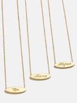 18K Gold Custom Engravable Oval Necklace