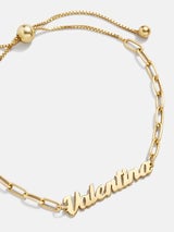 14K Gold Paperclip Chain Custom Nameplate Bracelet