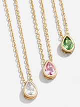 18K Gold Teardrop Birthstone Necklace