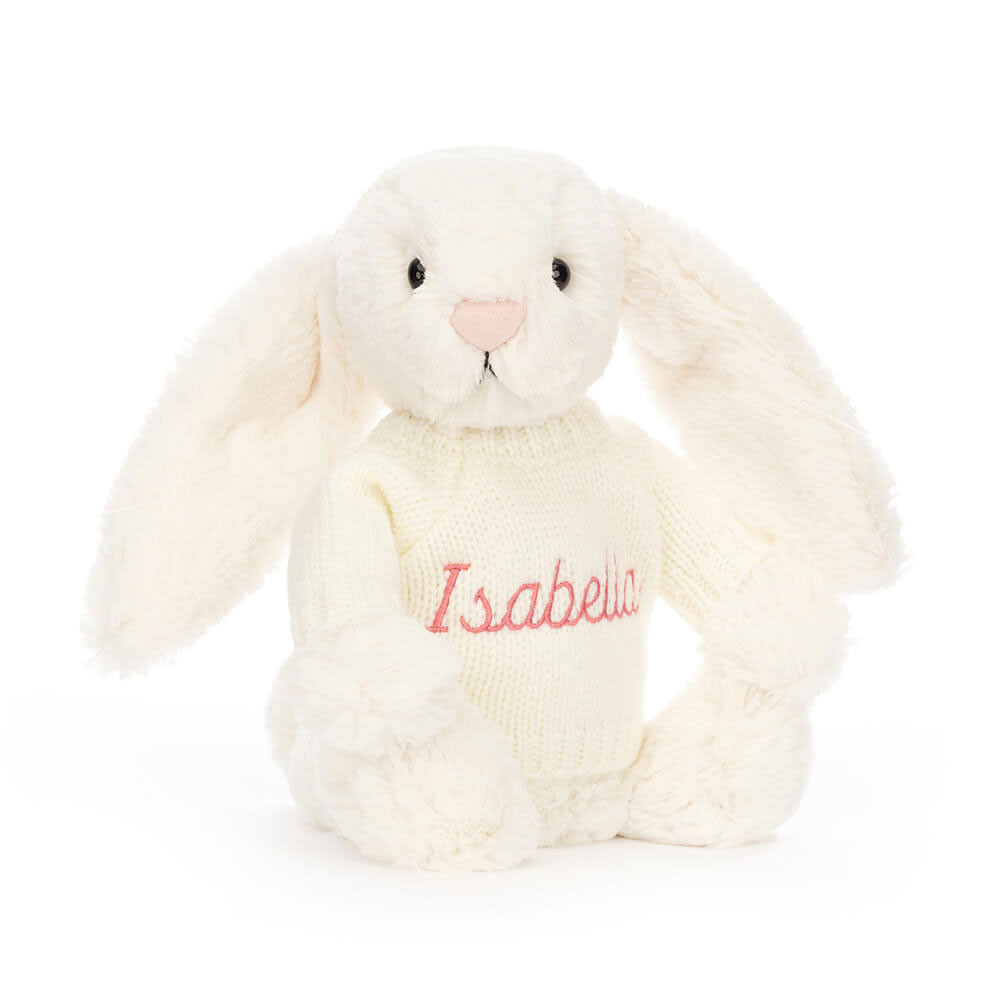 Bashful Cream Bunny with Personalised Jumper H31 X W12 CM
