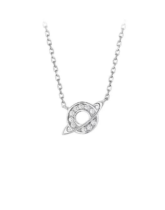 925 Sterling Silver Fashion Creative Planet Pendant with Cubic Zirconia and Necklace