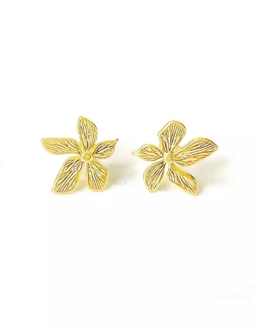Maya Marquise Petal Flower Stud Earring In Gold