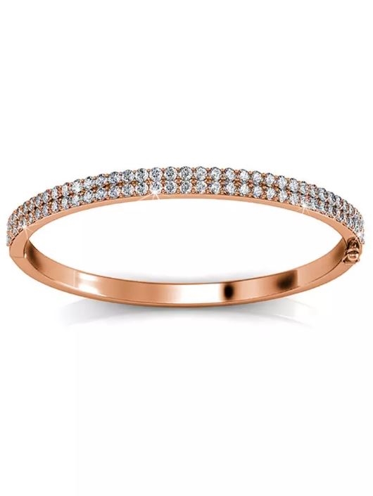 KRYSTAL COUTURE Alexa Bangle Embellished with Swarovski crystals-Rose Gold/Clear