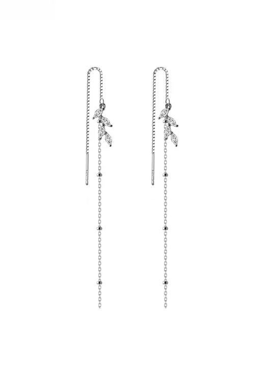 925 Silver Leaf Tassel Earrings JW AR-G1342