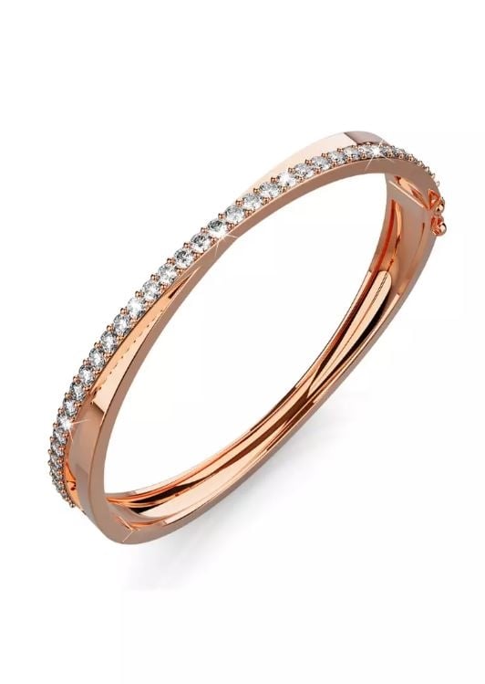 KRYSTAL COUTURE Perfection Bangle Embellished with Swarovski crystals-Rose Gold/Clear