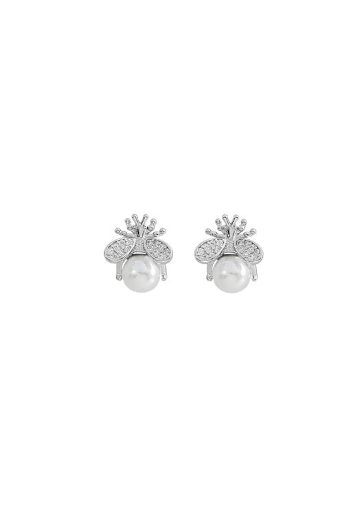 Women's Little Bee Pearl Earrings - Silver