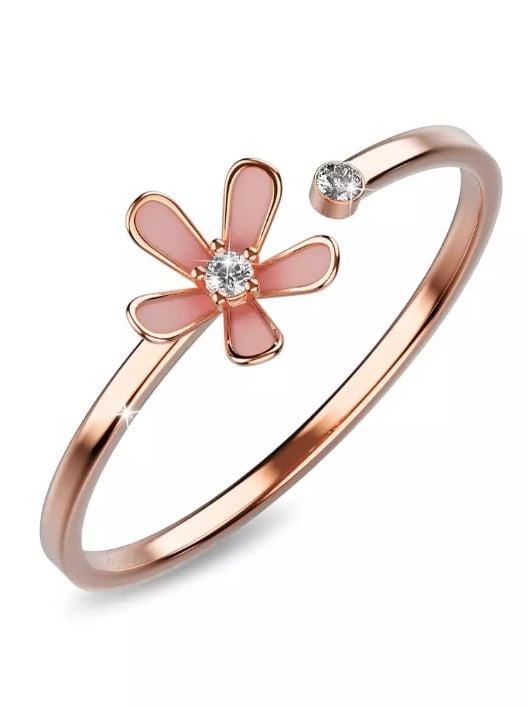 KRYSTAL COUTURE Petalia Pink Ring Featured Swarovski Crystals in Rose Gold