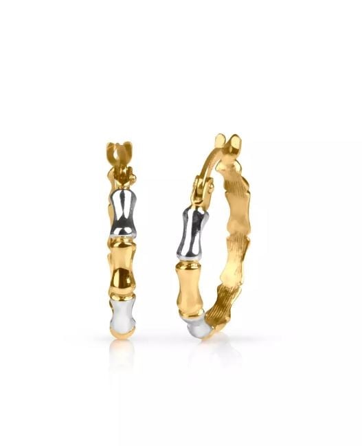14k Gold Bamboo Hoops