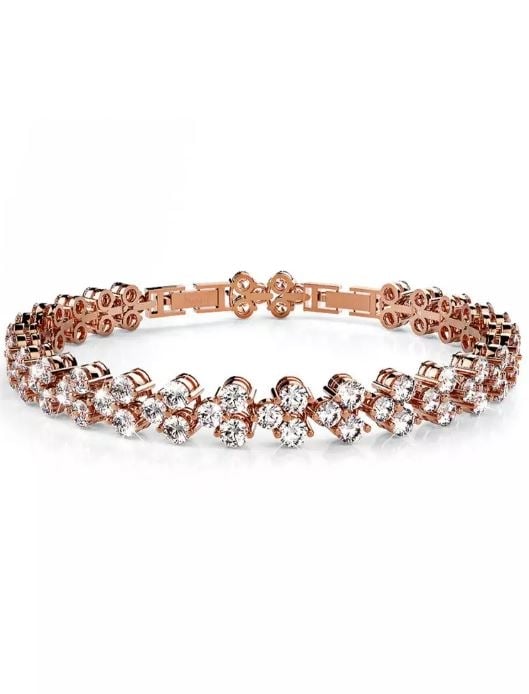 KRYSTAL COUTURE Chitra Tennis Bracelet Embellished with Swarovski crystals-Rose Gold/Clear
