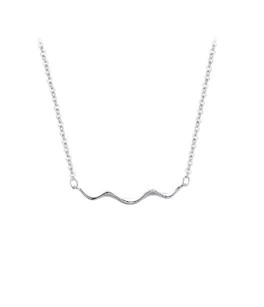 925 Sterling Silver Simple Creative Wave Line Pendant with Necklace