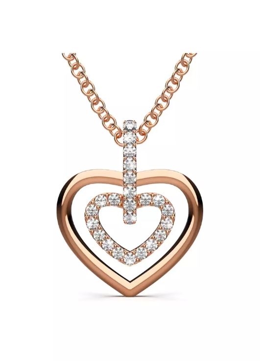 KRYSTAL COUTURE Heart Necklace Embellished with Swarovski crystals-Rose Gold/Clear