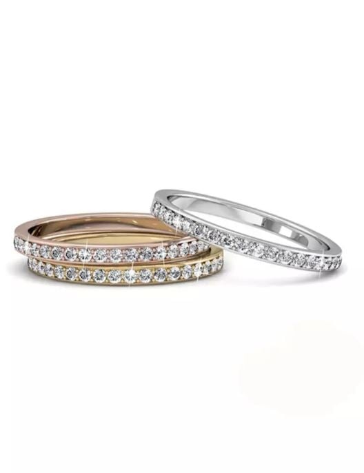 KRYSTAL COUTURE 3pc Ring Set Embellished with Swarovski crystals - US 9