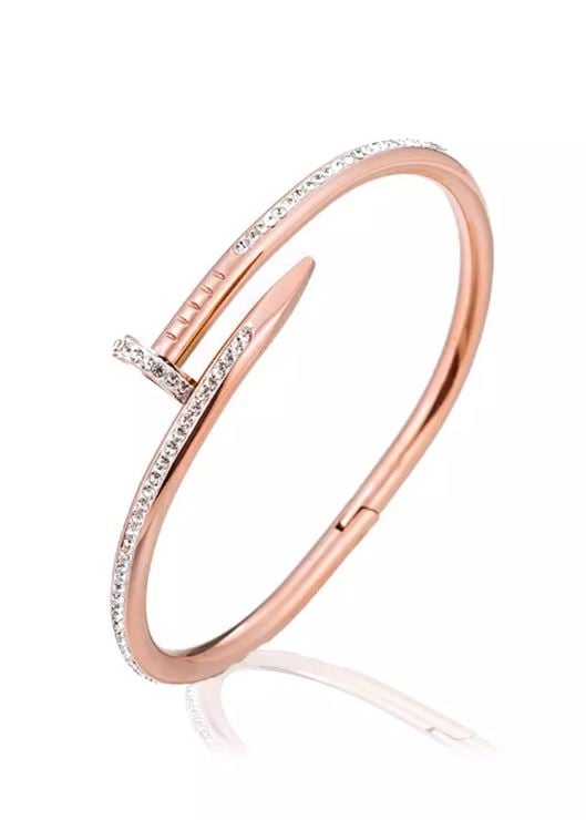 CELOVIS - Roxanne Nail Cuff Zirconia Clasp Bangle (Rose Gold)