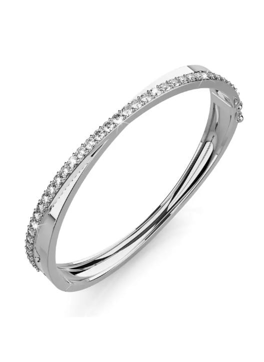 KRYSTAL COUTURE Perfection Bangle Embellished with Swarovski crystals - White Gold/Clear