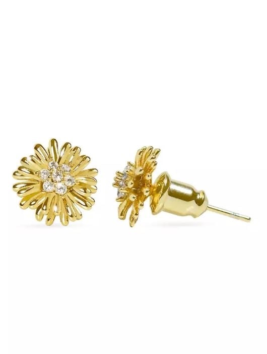 Birth Flower 14k Gold Plated November Chrysanthemum Stud Earrings