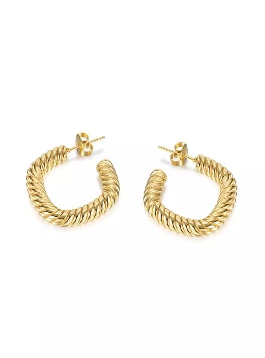 Alodie Twisted Square-hoop With Stud Drop Earrings In Gold