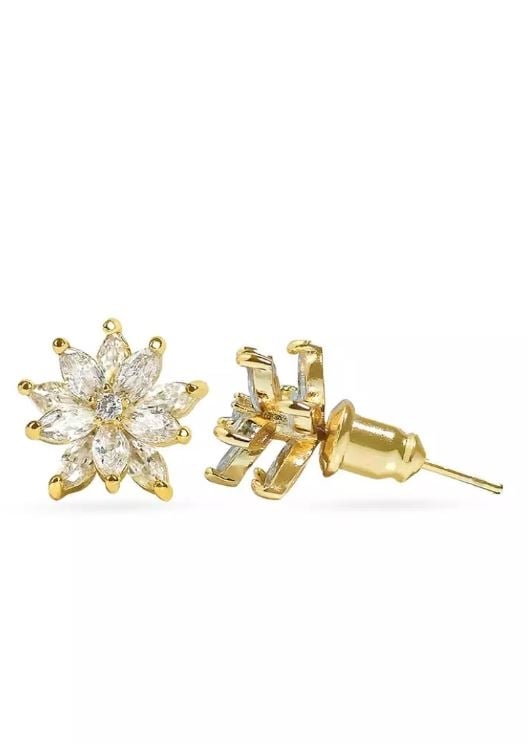Birth Flower 14k Gold Plated July Lotus Stud Earrings