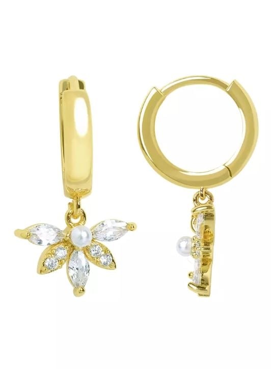 18k Gold Plated Kitiara Drop Hoop Earrings